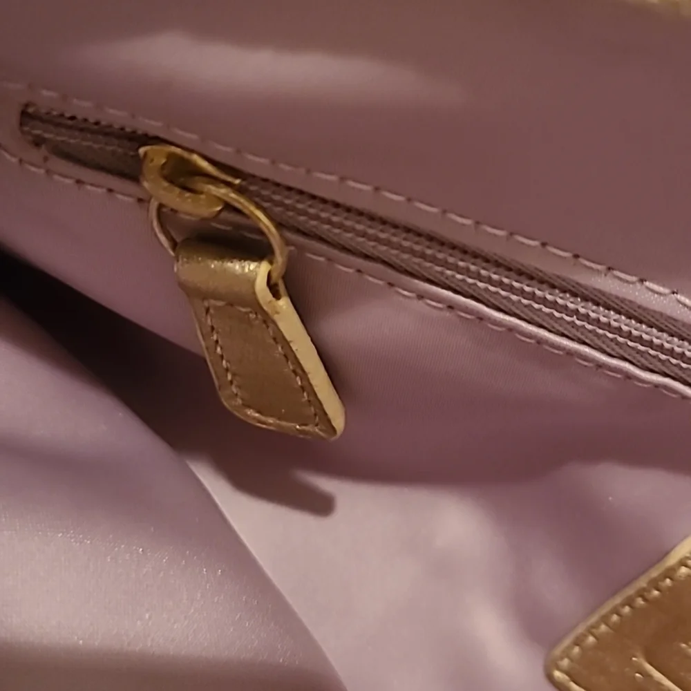 Coach gold detail beige bag